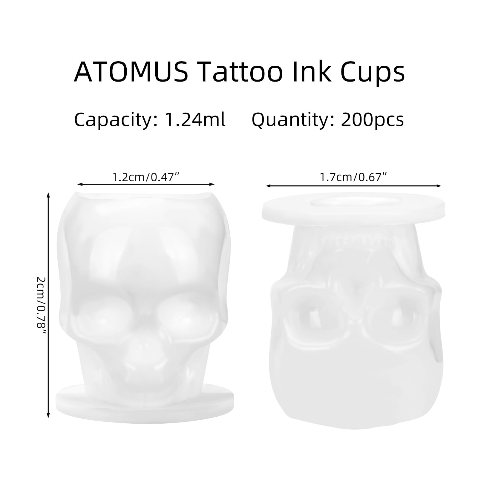 ATOMUS Jednorazowe kubki na atrament do tatuażu czaszka tatuaż pigment czapki tatuaż permanentny pojemnik na makijaż nasadka do przechowywania akcesoriów do tatuażu (czaszka mieszana)