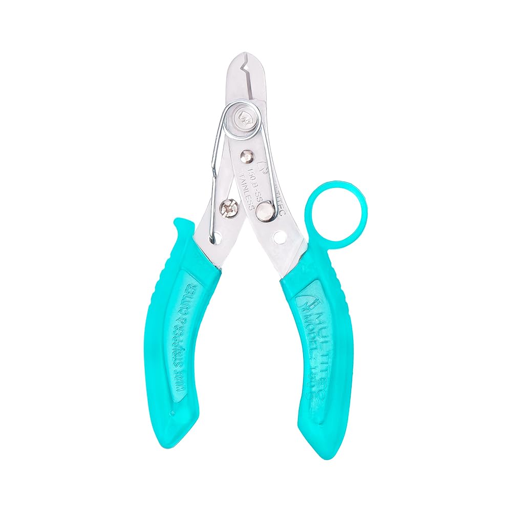 MULTITEC MT-150B SS Stainless Steel Wire Stripper & Cutter | 2-in-1 Tool | Ergonomic Grip | Rubber Insulation Protection | Lightweight | 70g | Green | Electrical Wire Stripping & Cutting Tool