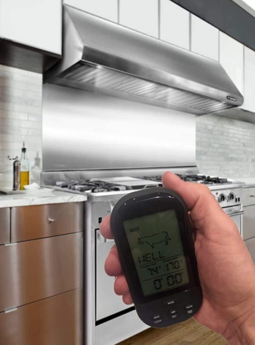 XMING Termometro per la carne digitale a distanza wireless per barbecue per fumatori grigliati, grill, forno, termometro alimentare, retroilluminato lettura istantanea, monitorare il cibo da 100 piedi