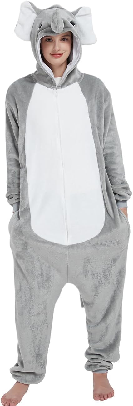 Elephant Adult Onesie Animal Walrus Women Costume for One piece Pajamas Unisex Cosplay Plush Soft Halloween Sleepwear