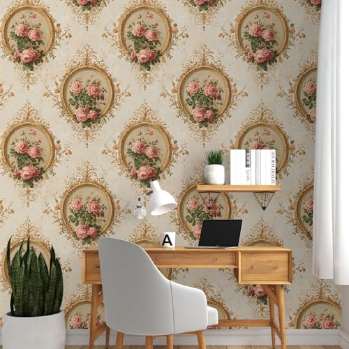 Image of PAPER PLANE DESIGN Vintage Floral Vinyl Self Adhesive Wallpaper Peel & Stick, Waterproof, Stain-Proof & Easy to Clean | 16 in X 90 in, Decor for Bedroom, Hallway, Living Room (D)