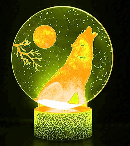 Lámpara ilusión noche lobo 3D multicolor 16 cambios miniatura 3