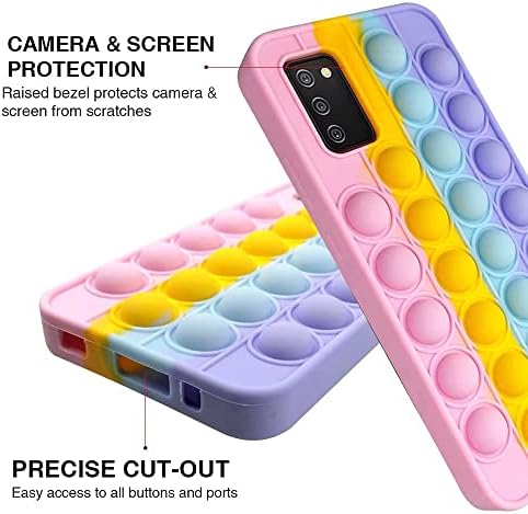 Dfjhure Oppo A16 / A16S / A54S Case,Push Bubble Stress Cover,Rainbow Pop Case Fidget Multicolour Soft Silicone Cover,Gel Silicone Skin Bumper Shockproof Cover for Oppo A16 / A16S / A54S