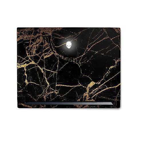 Image of MightySkins Skin Compatible with Alienware M18 R1 (2023) Full Wrap Kit - Black Gold Marble | Protective, Durable, and Unique Vinyl Decal wrap Cover | Easy to Apply & Change Styles | Made in The USA