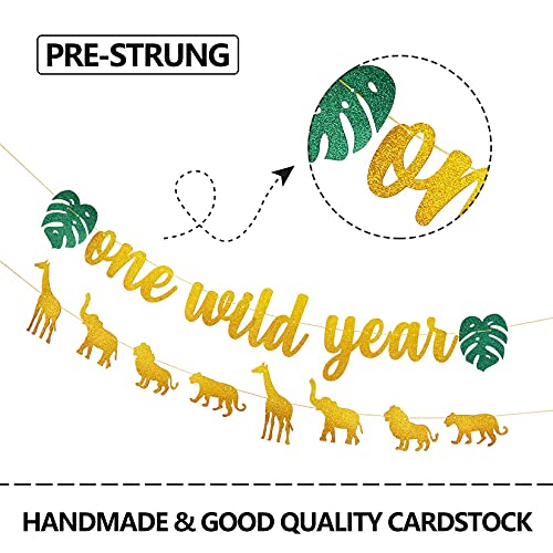 Golden Glitter Animal Banner Jungle Wild Party Supplies Banners Giraffe Elephant Lion Tiger Safari Theme Party Decorations Baby Shower One Wild Year Birthday Dinosaur Decorations For Girl Boys #TOP2