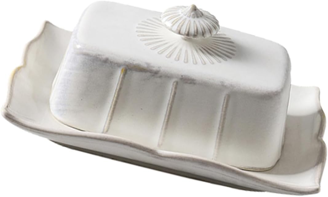 Ceramic Butter Dish with Lid Food-grade Ceramic Butter Box and Cheese Plate Smooth Non-fading Surface Dust-resistant Cover Practical Kitchen Food Storage
