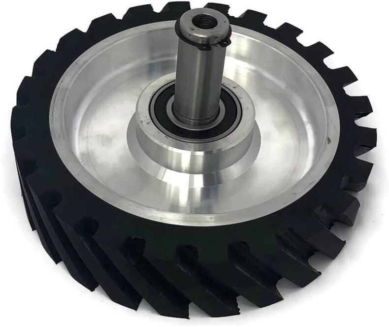 8 x 2" Belt Grinder Contact Wheel,Belt Sander Bearings Serrated Rubber Contact Wheels With 2 heavy Duty bearing 6205 RS