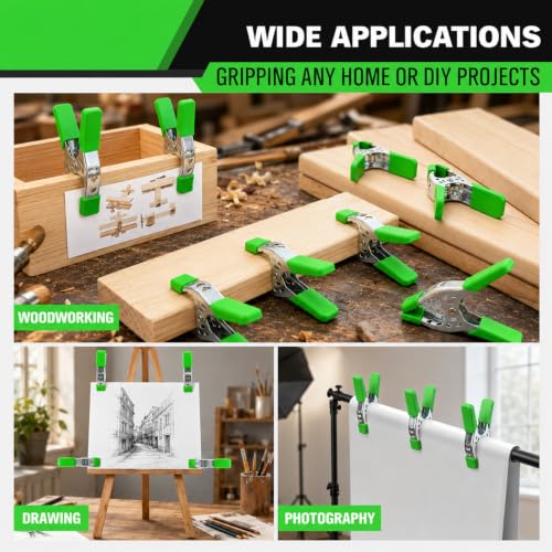 Image of 6-Piece 8-inch Heavy Duty Spring Clamp, Large Spring Clamps for Woodworking, Metal Clips 3.4-inch Jaw Opening Clamps for Backdrop, Pool Cover, Photography