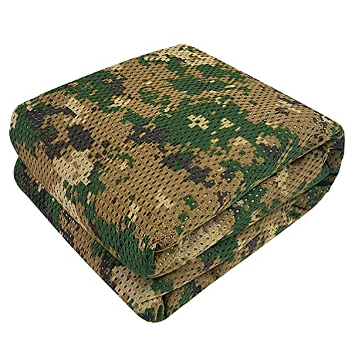 GRVCN Camo Burlap Cradle Mesh Fabric - 75D Camouflage Netting Cover for Hunting Ground Blinds, Camping Military Tree Stands