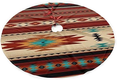 Native Tribal Indian Geometric Brown Southwestern Old Christmas Tree Skirt Xmas Tree Skirt Christmas Decorations for Festive Holiday Ornament New Year Party
