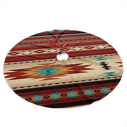 Native Tribal Indian Geometric Brown Southwestern Old Christmas Tree Skirt Xmas Tree Skirt Christmas Decorations For Festive Holiday Ornament New Year Party #TOP12