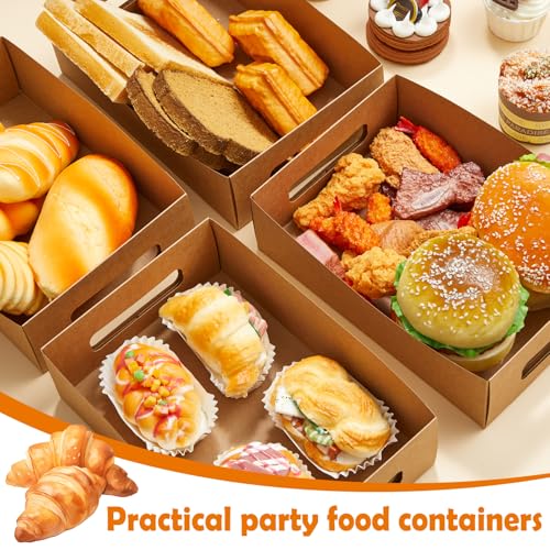 Image of LemonRoad 50 Pack Cardboard Disposable Food Trays, Brown, 10 inch X 7 inch X 3 inch