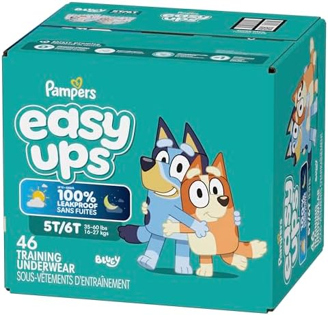 Pampers Easy Ups Girls & Boys Potty Training Pants, Size 7 (5T6T), 46 Count, Bluey Absorbent Training Underwear, Up to 100% Leakproof Day and Night, Hypoallergenic — view 15