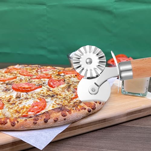Pastry Double Cutter Wheel for Kitchen, Stainless Steel Pasta Cutter Wheel Tool with Double Roller for Making Pasta, Pizza, Ravioli, Cookie Cutter, Enhance Your Culinary Artistry - Thumbnail 6