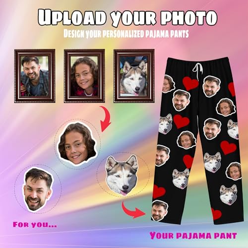 Custom Photo Pajama Pants for Men & Women, Personalized Family Pajamas for Dad Mom, Couple Matching Sleepwear2