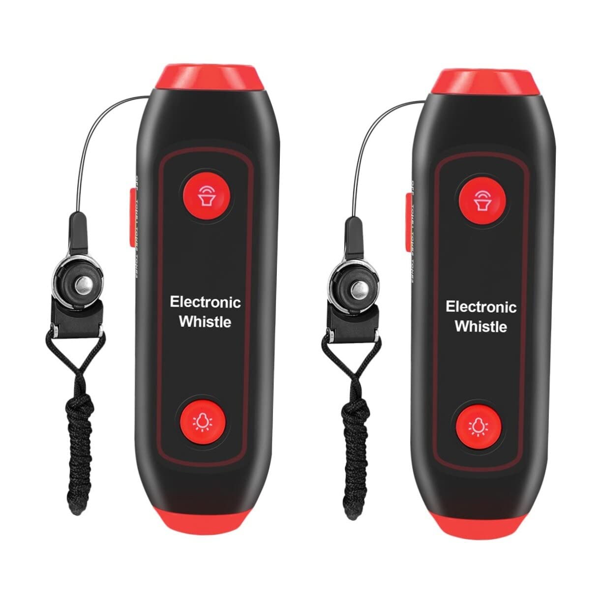 Baluue 2 Fischietti Elettronici Multiuso A 3 Toni 3 Pezzi con Cordino E Torcia per Insegnanti Sport E Emergenze.