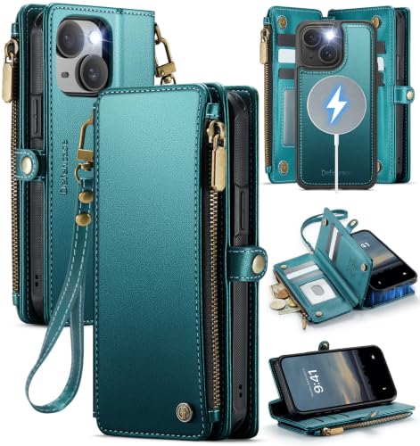 Defencase for iPhone 14 Phone Case Wallet Compatible with Magsafe, Green