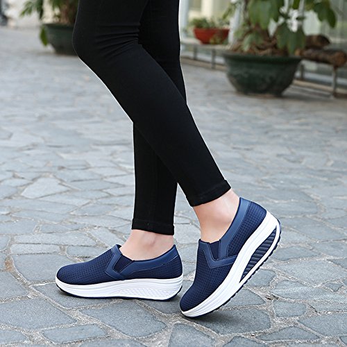 Image of L LOUBIT Women Wedge Shoes Breathable Mesh Sneakers Slip On Comfort Walking Shoes