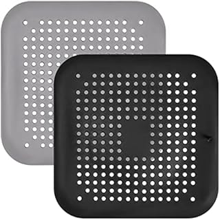 ZYFC 2 Pieces Silicone Shower Drain Covers Hair Stopper Drain Protector Filter Hair Catcher with Detachable Sucker, Bathtub Sink Trap for Kitchen Bathroom Bathtub, Black and Grey