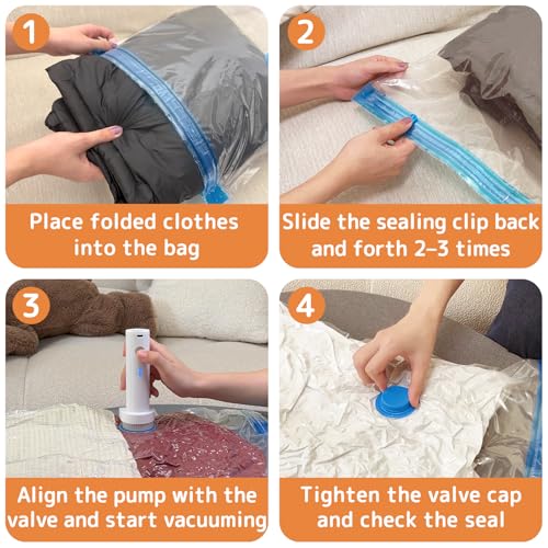 Image of 21 Pack Vacuum Bags for Travel with Rechargeable Air Pump, Carry-On Compression Bags for Luggage and Suitcase, Space Saver Storage for Clothing and Travel Organization
