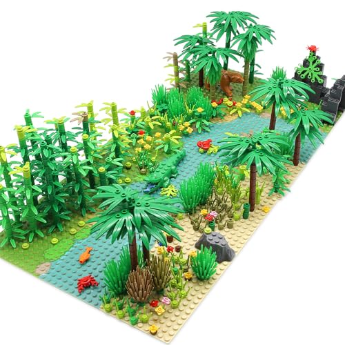 Feleph Bloques de Construcción de la Selva Juguetes para niños Selva Set de Aventura Ladrillos Creativos con Animales y Plantas Regalos para Niños Juego de Niños Compatible con Las Principales Marcas