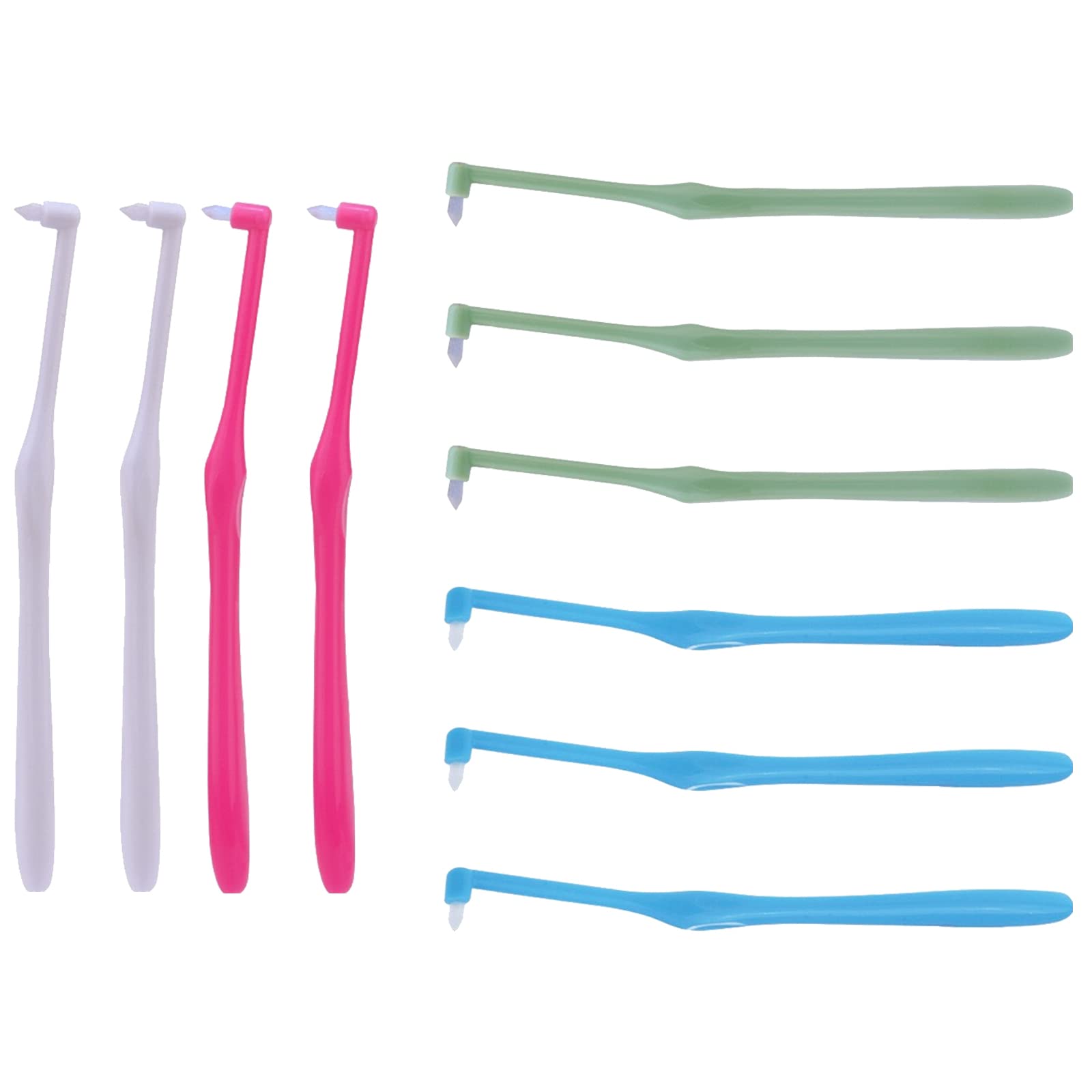10 Pcs Tufted Toothbrush Interspace Brush Interspace Compact Soft Toothbrush for Orthodontic Braces and Detail Cleaning