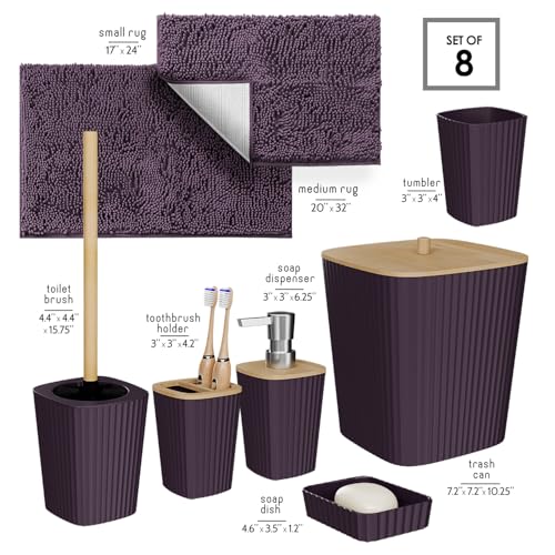 image for Clara Clark Bathroom Set - Purple Bathroom Accessories Set, 6PC Bathro