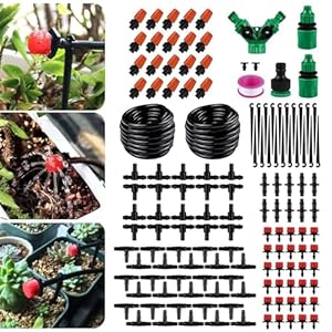 Drip Irrigation System Kit 98.4FT/30M Automatic Garden Watering System Adjustable Micro DIY Irrigation Kit Automatic Garden Watering Misting System for Greenhouse,Yard,Lawn