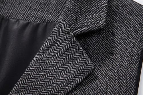 Mnjyihy Mens Western Suit Vest Fashion Chain Accessories Single Breasted Woolen Tweed V Neck Slim Fit Waistcoat2