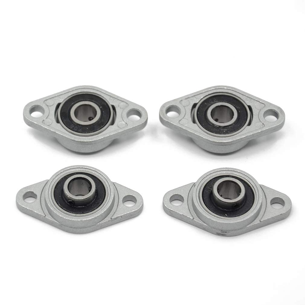 4PCs KFL000 (KFL10) ID10mm Mounted Flange Block Bearings Self-aligning Zinc Aluminum Alloy Support for Diameter 10mm Linear Shaft Rod T10 Lead Screw