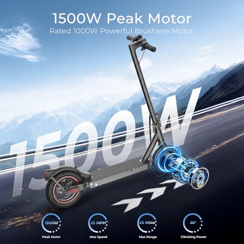 Image of Electric Scooters - Electric Scooter for Adults, 500W /1500W Motor, 18 /21 /25 Max MPH, 21 /28 Miles Range, APP Control, Cruise Control, Lightweight Foldable E-Scooter