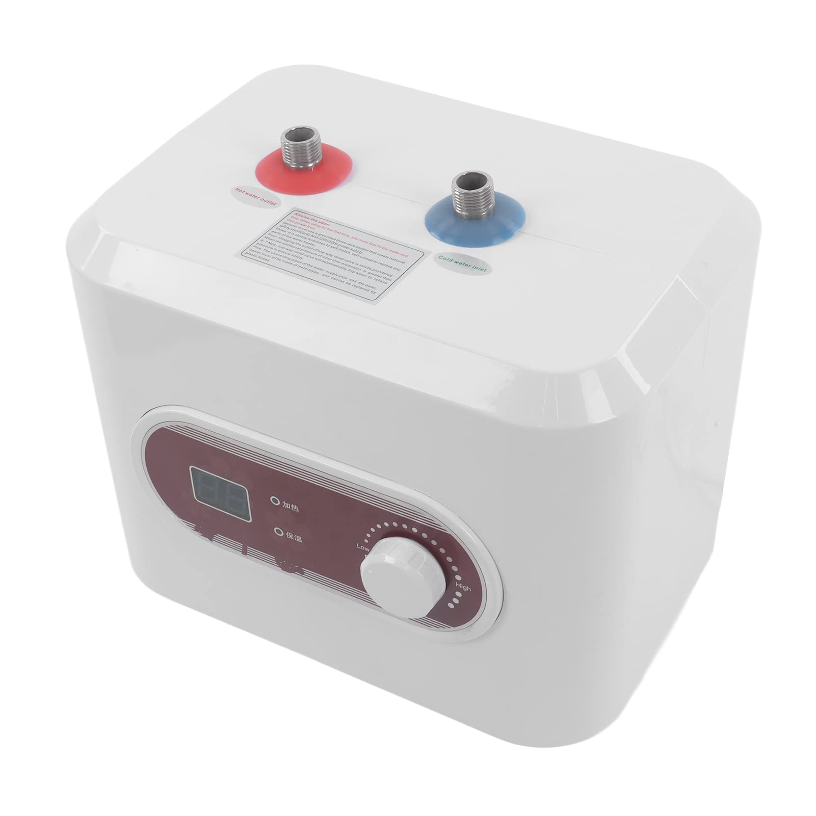 Fdit Scaldabagno Elettrico 8L, Mini Boiler con Controllo della Temperatura, | Riscaldamento in Acciaio Inox 316, Scocca ABS, 30-65℃, 0,02 MPa, Uso Domestico Compatto