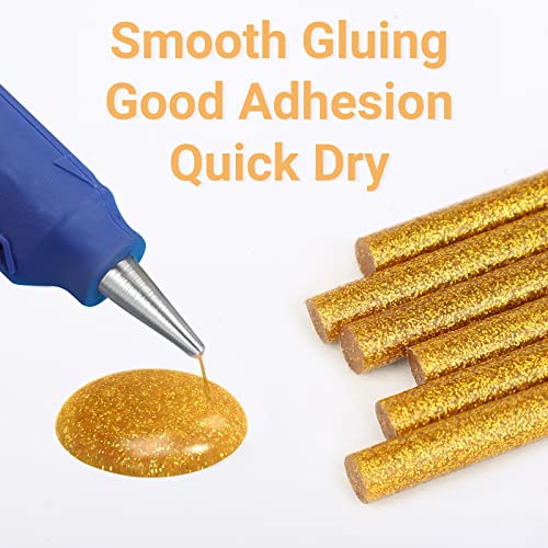 Bastões de cola quente dourada com glitter, 20 cm de comprimento x 0,7 cm de diâmetro, bastões de co