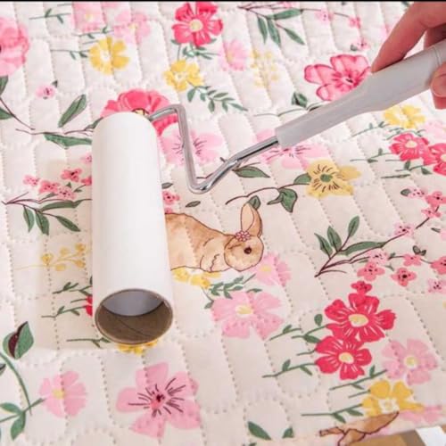 Image of HOMETHREADS Floral Cotton Chair Cover Set | Soft & Comfortable Seat Covers with Anti-Skid Non-Slip Backing + Waterproof Dining Table Cover (150x240cm) (White Green, 8 Chair Covers + 1 Table Cover)