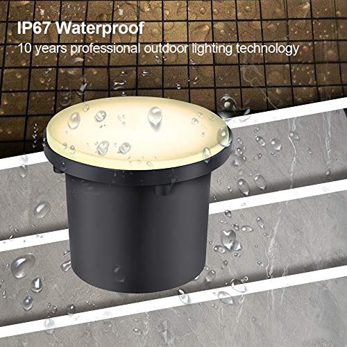 Rsn Led 3W Landscape Lights, 12V Low Voltage Led Well Lights, Ground Lights Ip67 Waterproof, 100 Lumen Landscape Lighting For Step, Driveway, Deck, Garden Lights Outdoor (Warm White) #TOP4