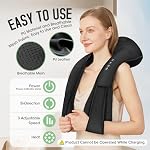 Massager sans fil de cou, Masseuse de cou et dos Shiatsu rechargeables avec massage à l'épaule pour le dos à la chaleur,Leg, Muscle du corps,Masseuses portatives Idéal Choix Cadeau mère pour papa Maman Amis