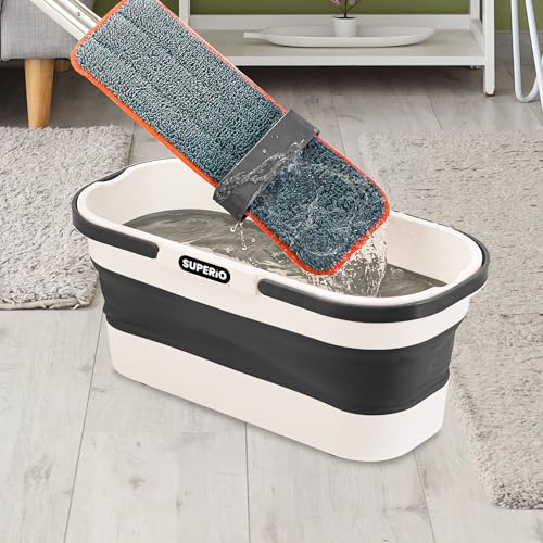 Image of Superio Fold N' Go Mop Buckets with Wheels 6-Pack - Collapsible Cleaning Bucket, 10L, Portable Water Pail for Home, Car, and Outdoor Use
