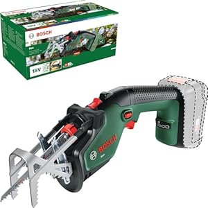 Bosch Cordless Garden Keo Saw/Reciprocating Saw (Without Battery, 18 Volt System, Cutting Diameter 80 mm, with Swiss Precision Blade for Wood Included, in Carton Packaging)