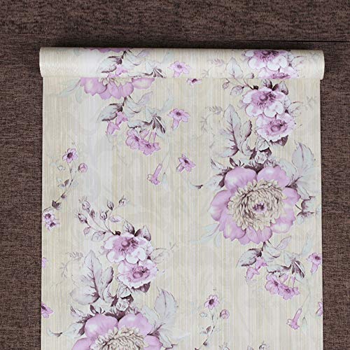 Hdsticker 17.7X117 Inches Self Adhesive Vinyl Vintage Floral Shelf Liner Paper For Cabinets Dresser Drawer Refrigerator Walls Waterproof Removable (Purple) #TOP1