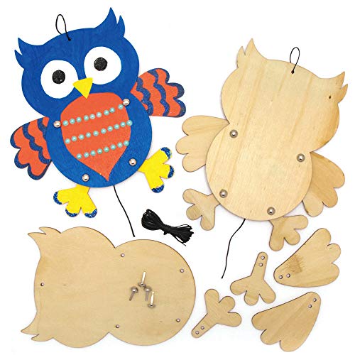 Baker Ross AX159 Holzpuppen-Sets für Kinder, Eule, für Holzbastel-Malsets...