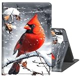FKIUBWRY Case for iPad Pro 11 inch (4th/3rd/2nd Generation) 2025/2022/2021/2020,Slim PU Leather Multi-Angle Stand Folio Cute Heavy Duty Protective Cover with Auto Wake/Sleep,Cute Cardinal Snow