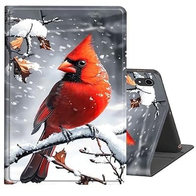 FKIUBWRY Case for iPad Pro 11 inch (4th/3rd/2nd Generation) 2025/2022/2021/2020,Slim PU Leather Multi-Angle Stand Folio Cute Heavy Duty Protective Cover with Auto Wake/Sleep,Cute Cardinal Snow