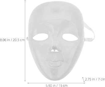 Blank Mask - 6Pcs White Diy Full Face Masks for Masquerade Party Cosplay Halloween Decorations and Crafts