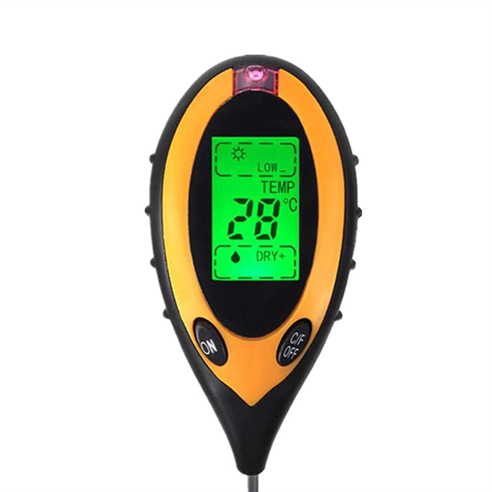 Testeur d'humidité 4 en 1 sol pH mètre de température du Solaire humidité PH Mètre Testeur for plantes jardin Fleurs LCD Affichage(Round)