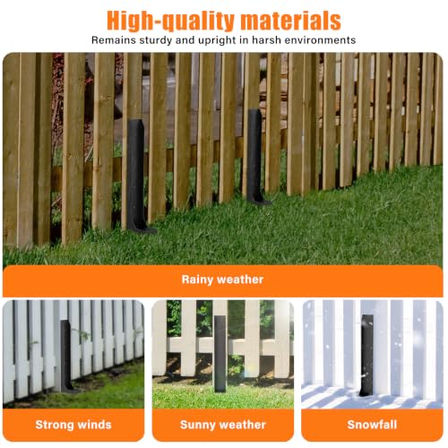8 Pcs Fence Post Repair Kit, Heavy Duty One-Piece Steel Post Anchor Stakes Stabilizer, Ground Spike for Fixing Tilted or Broken 4x4/6x6 Wooden Fence Posts by DWALE - Used condition - Image 6