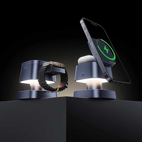 Miniatura 5 de Estación de carga inalámbrica magnética 4 en 1, carga rápida de 15 W con luz nocturna ajustable, estación de carga inalámbrica 3 en 1 para iPhone