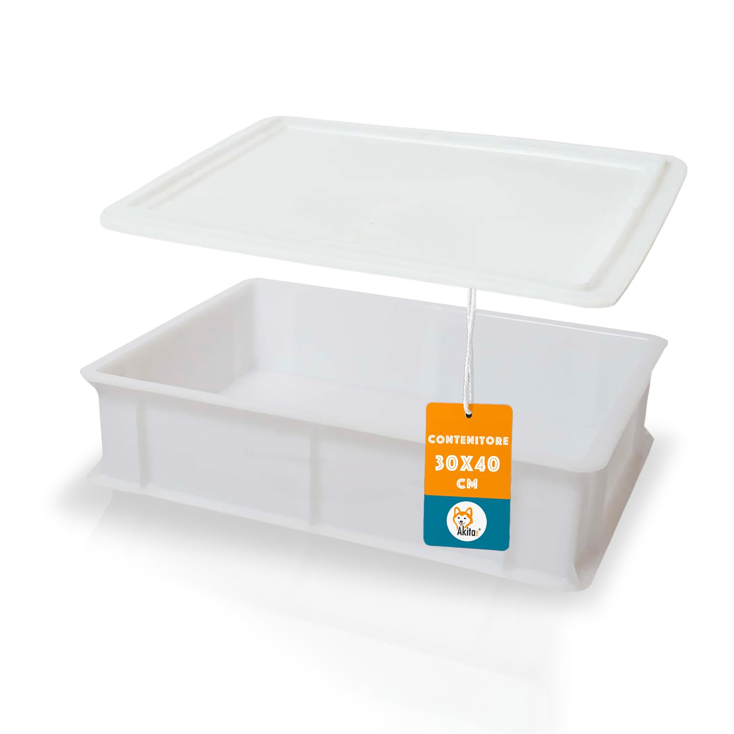 AKITAInk Portapane con Coperchio | Contenitore per Lievitazione e Conservazione Impasto, Plastica Lavabile in Lavastoviglie, 30x40x10 cm – Ideale per Pane e Pizza