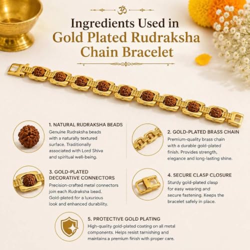 Image of Natural Rudraksha Beaded Bracelet for Men & Women | Spiritual Prosperity & Positive Energy Accessory