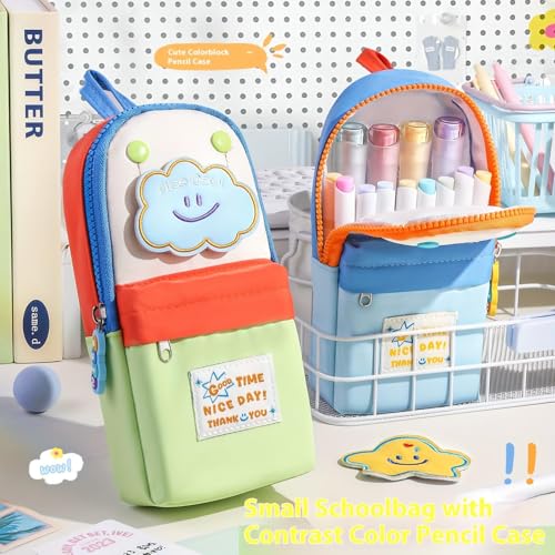 Image of Mini Backpack Pencil Case for Girls Cute Kawaii Pink Pen Pouch with 3D Cartoon Design, Large Capacity Multi Compartment Zipper Organizer, School Supplies Storage Bag for Kids Teens Makeup Use