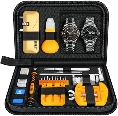 Jorest Uhrenwerkzeuge Set, Uhr Batteriewechsel, Uhrenarmband Kürzen Werkzeug, Uhren Reparatur, Uhrmacherwerkzeug mit Stiftausdruck, Uhrenoffner öffner, Schraubendreh, Federstegwerk